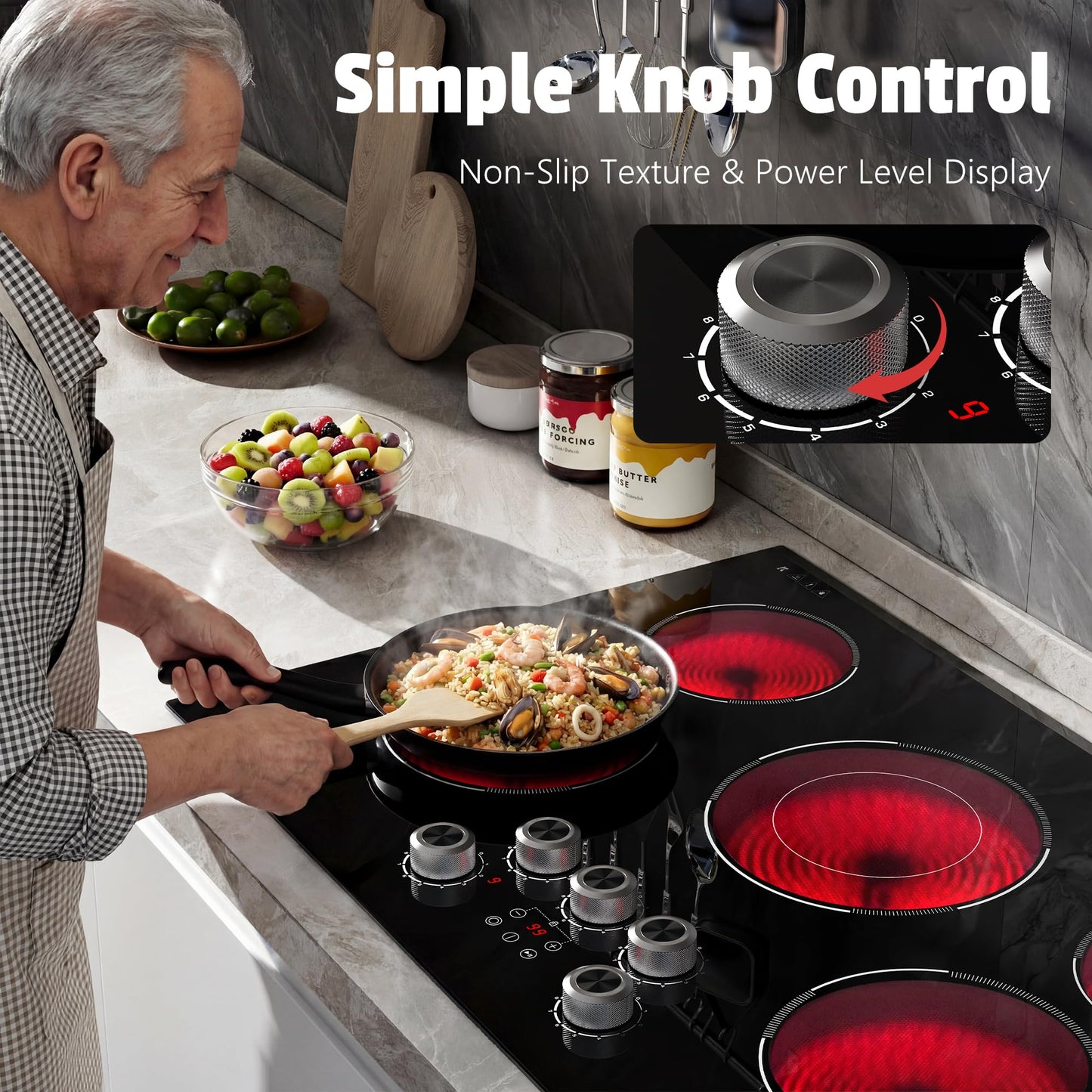 2 Burner Electric Cooktop 110V, 2000W, 24" Countertop & Built-in