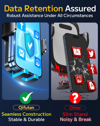 Qifutan Dash Mounted Holders Phone Holders for Your Car Phone Mount for Car Dashboard Windshield Air Vent Universal Desk Mounts Hands Free Automobile Cell Phone Holder Fit for iPhone Smartphone