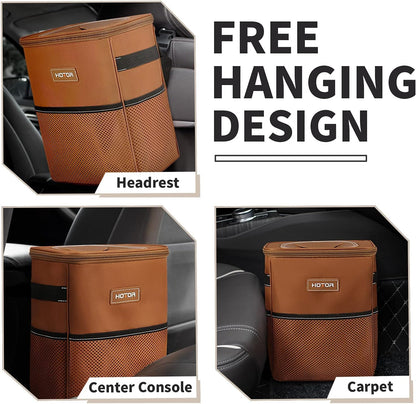 HOTOR Car Trash Can, Leakproof Car Organizer, 2-Gallon, Black