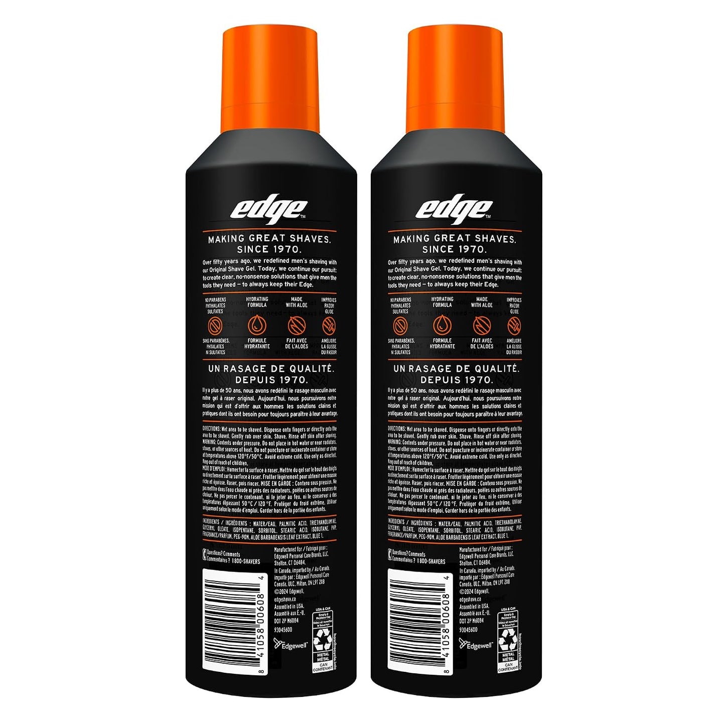 Edge Shaving Gel for Men, Sensitive Skin, 9.5 oz (2 Pack)