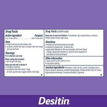 Desitin Maximum Strength Diaper Rash Paste, 40% Zinc Oxide, 4.8 oz