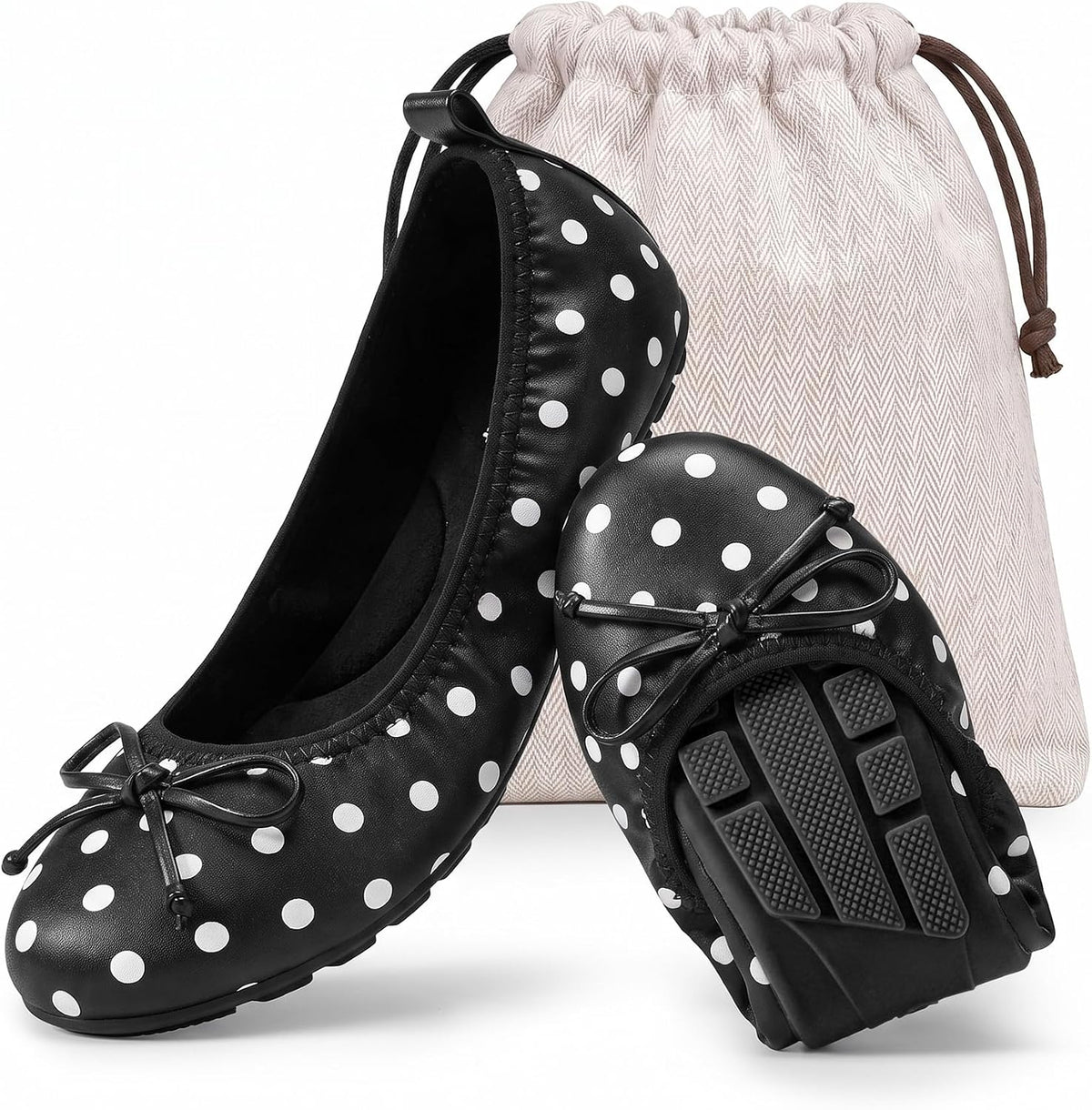 DREAM PAIRS Women's Foldable Bowknot Ballet Flats