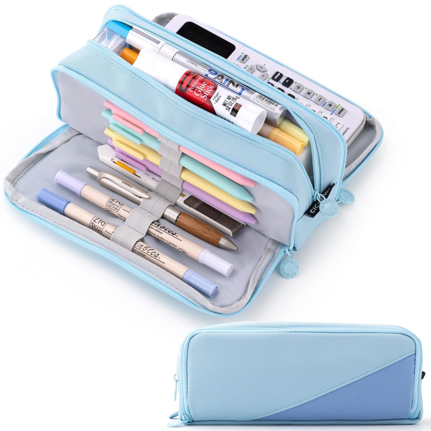 CICIMELON Large Capacity Pencil Case 3 Compartment Pouch Pen Bag for School Teen Girl Boy Men Women (Pink)