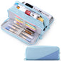 CICIMELON Large Capacity Pencil Case 3 Compartment Pouch Pen Bag for School Teen Girl Boy Men Women (Pink)