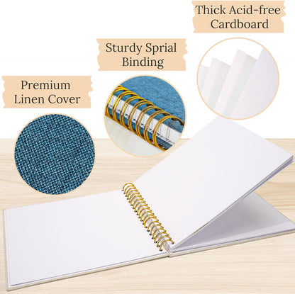 12"x12" Scrapbook Photo Album Linen Cover 40 Sheets 80 Pages White Paper
