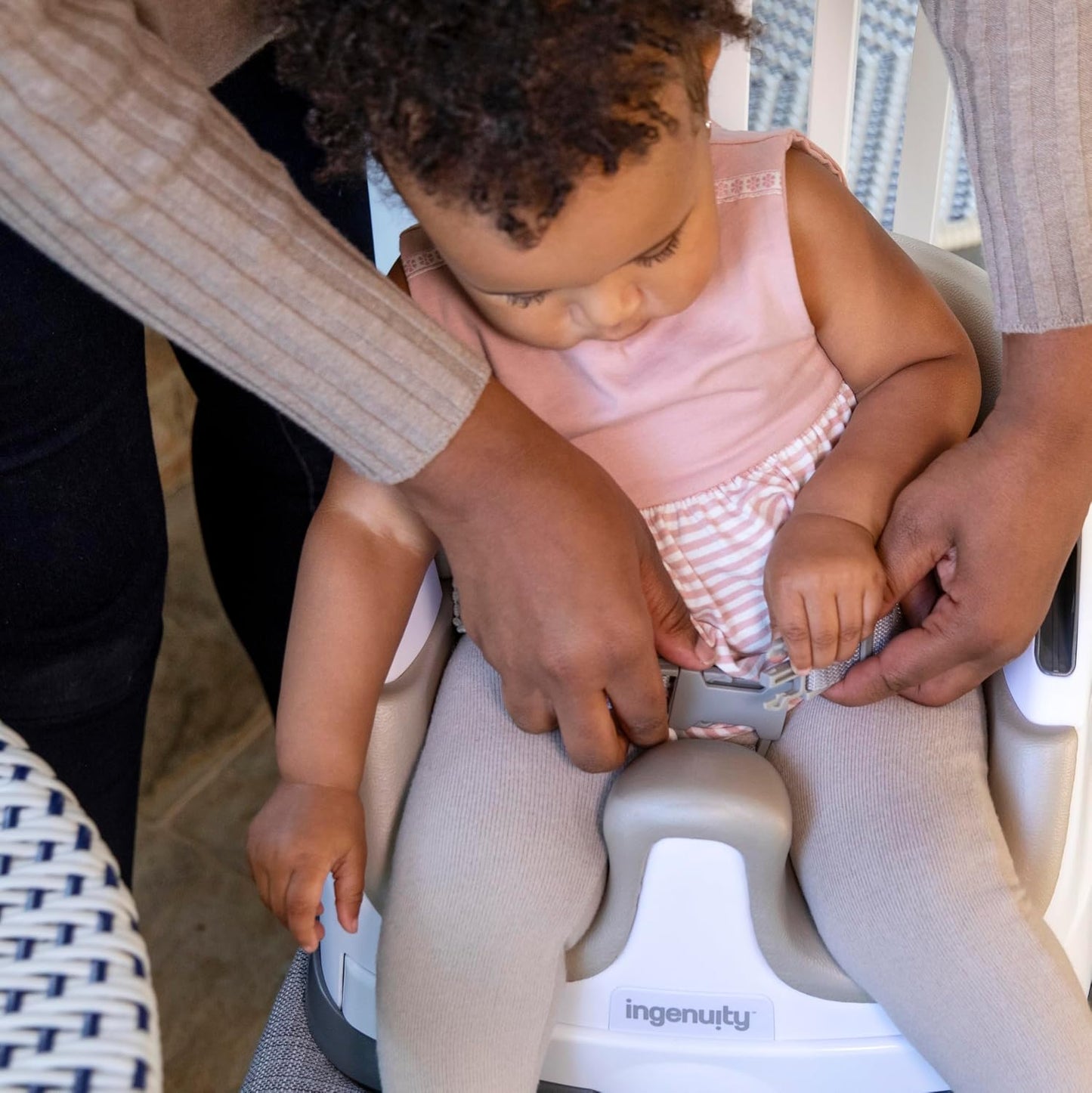 Ingenuity Baby Base 2-in-1 Booster Feeding and Floor Seat with Self-Storing Tray - Cashmere