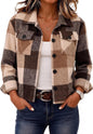 Zeagoo Flannels for Women Cropped Shacket Jacket Fashion Plaid Fall Coat