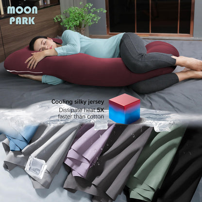 MOON PARK Pregnancy Pillows for Sleeping - U Shaped Full Body Maternity Pillow with Removable Cover - Support for Back, Legs, Belly, HIPS - 65 Inch - Aquamarine