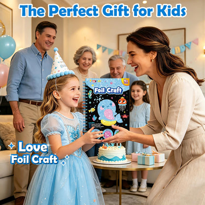 FUNNYB&G Foil Art Craft Kit for Kids, Sparkly Birthday Gift Toy for Boys