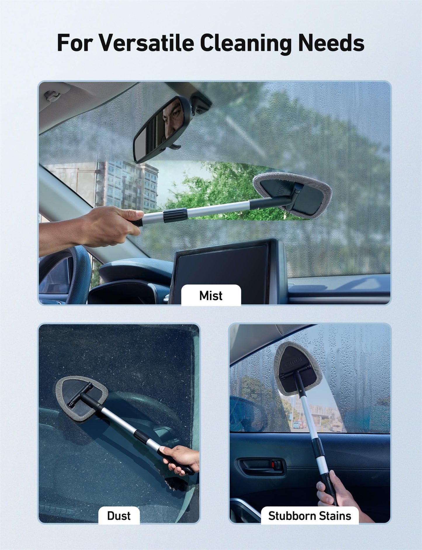 AstroAI 21" Extra-Long Windshield Cleaner Tool & Car Interior Detailing Kit