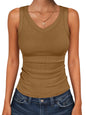 ANRABESS Tank Tops for Women V Neck Summer Sleeveless Ribbed Knit