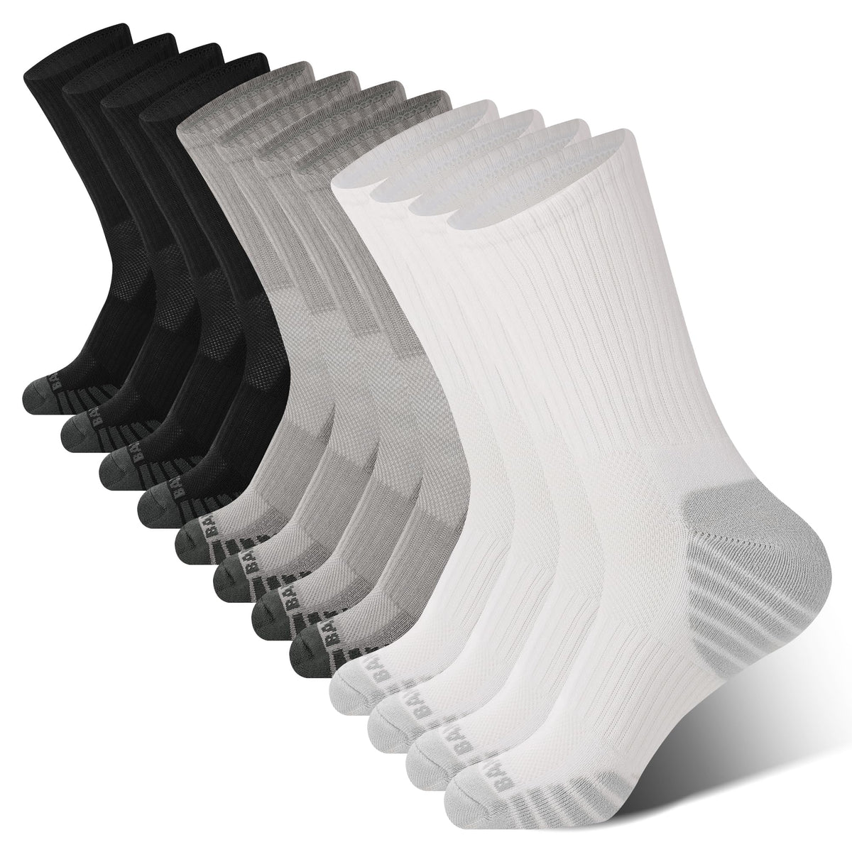 BAMBOO COOL Men's Crew Socks Athletic Cushioned Moisture Wicking 6 Pairs