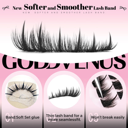 Goddvenus Pre-made Spikes Lash Clusters Wispy Manga Eyelash Clusters