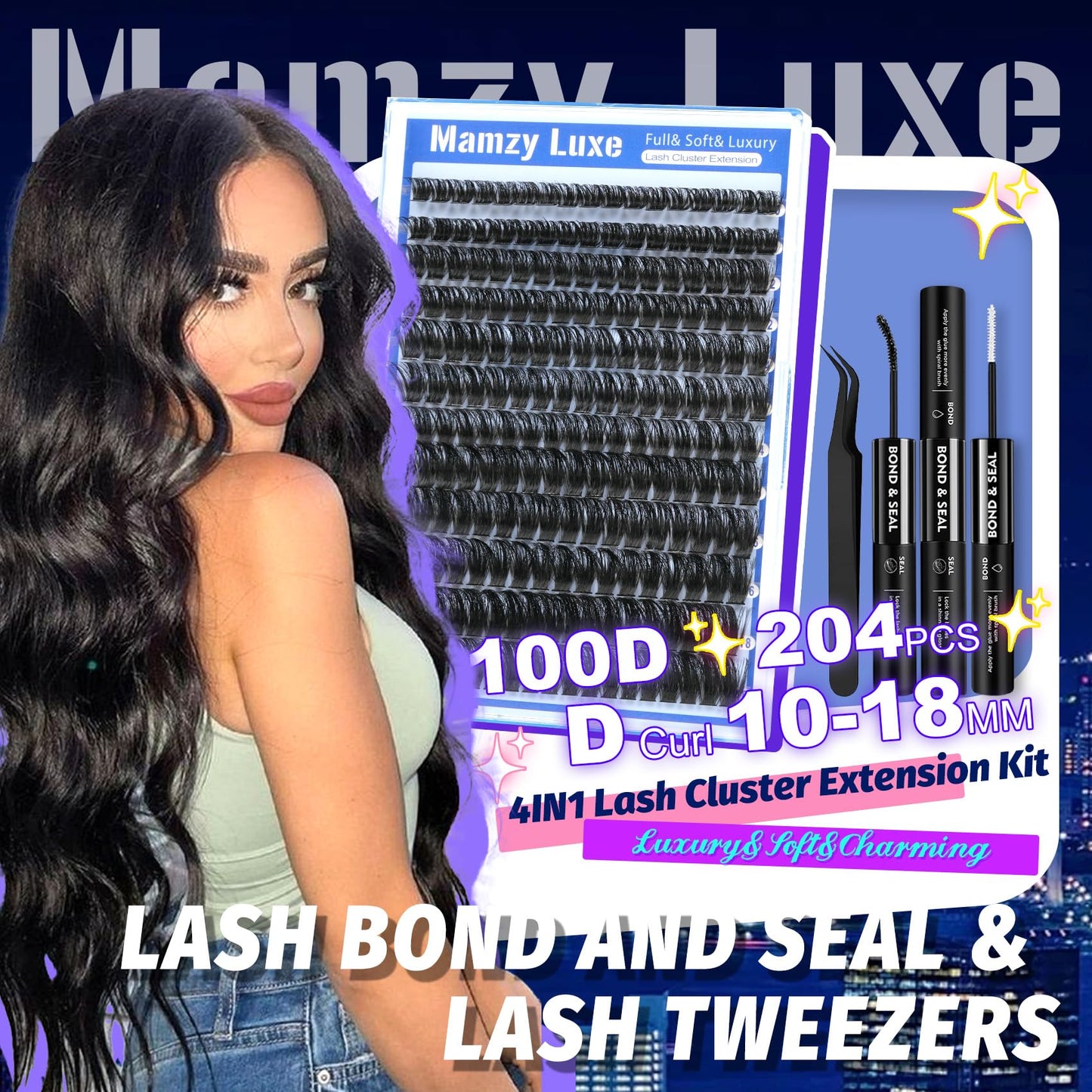 Lash Clusters Wispy 100D Eyelash Clusters 10-18mm Fluff Cluster Eyelash Extensions D Curl No Plastic Feel Individual Lashes Extension 204 Pcs Versatile False Eyelashes Clusters