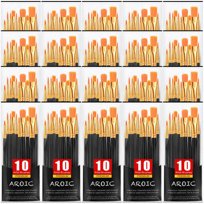 AROIC 10 Pcs Paint Brushes, Acrylic Oil Watercolor Painting Brush Set