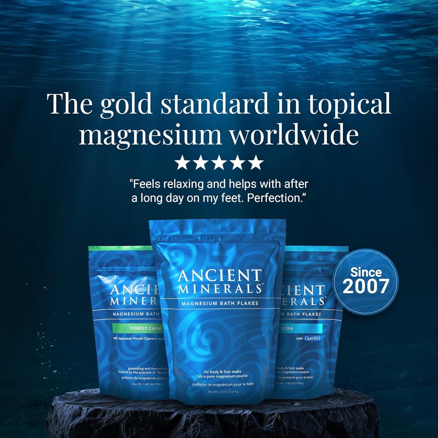 Ancient Minerals Magnesium Bath Flakes – Pure Zechstein Magnesium Chloride for Soaking and Whole-Body Replenishment, 8 lb Bag (Pack of 3)
