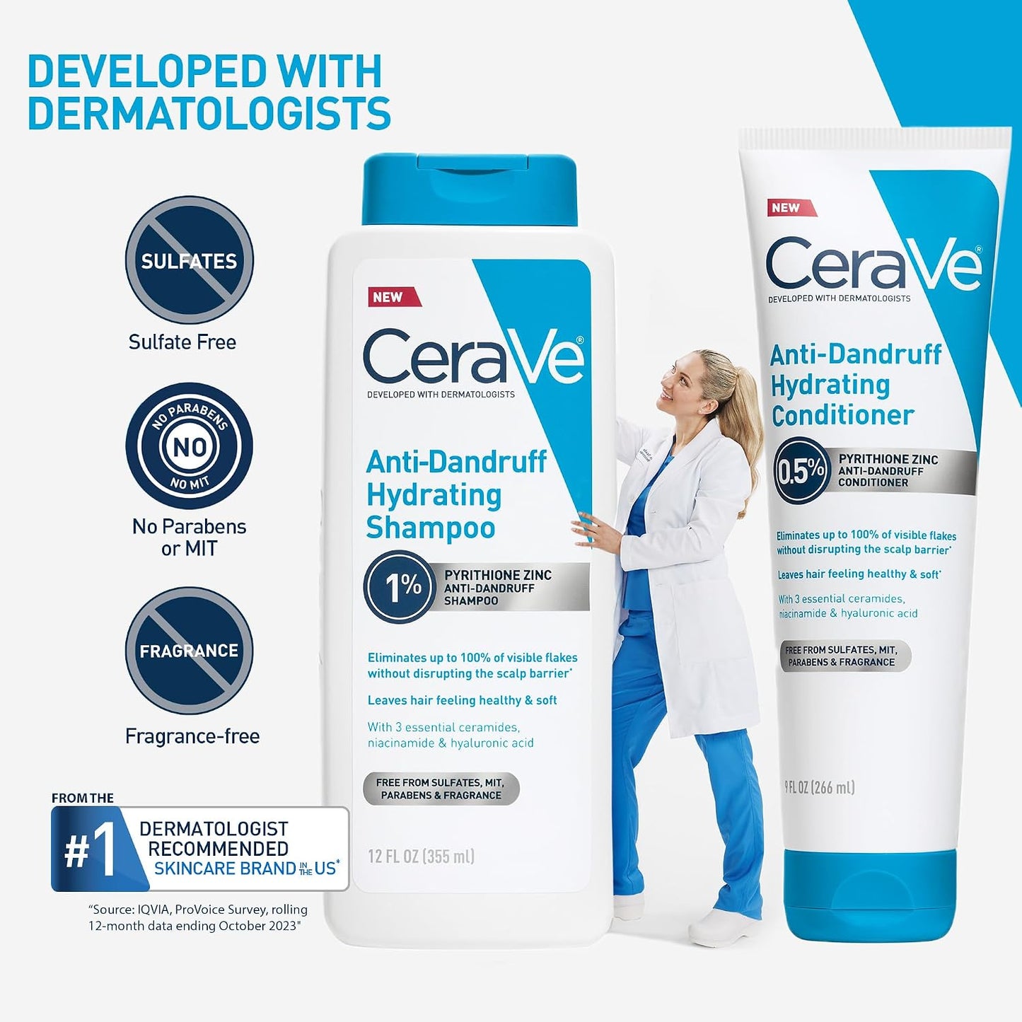 CeraVe Hydrating Anti Dandruff Shampoo, Itchy Scalp Treatment, 12oz