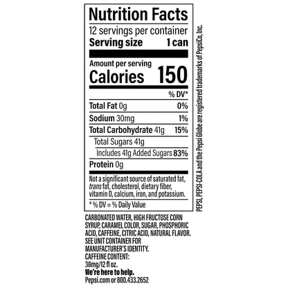 Pepsi Cola Soda, 12 Fl Oz Cans (Pack of 12)