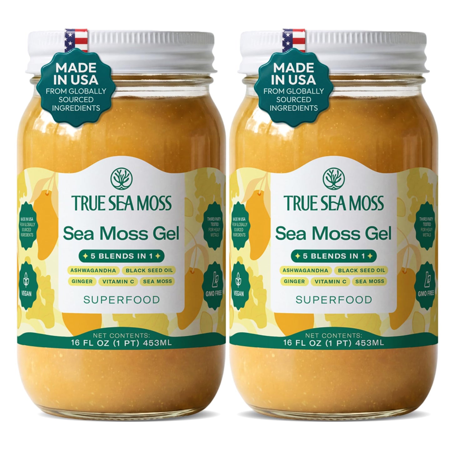 TrueSeaMoss Sea Moss Gel – Made in USA – Wildcrafted Seamoss, Fruits & Jarred Vegetables – Mango, Pack of 3 (Labels may Vary)
