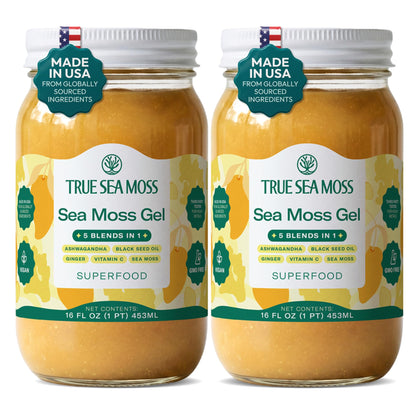 TrueSeaMoss Sea Moss Gel – Made in USA – Wildcrafted Seamoss, Fruits & Jarred Vegetables – Mango, Pack of 3 (Labels may Vary)