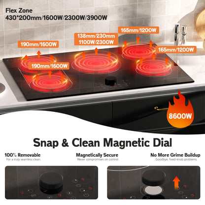 2 Burner Electric Cooktop 110V, 2000W, 24" Countertop & Built-in