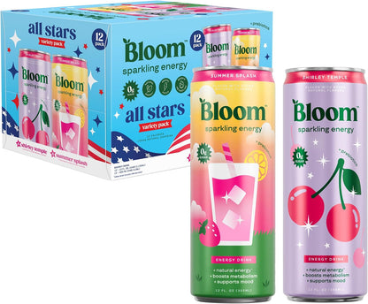 Bloom Nutrition Zero Sugar Energy Drink, Apple Crisp, 12oz 12pk