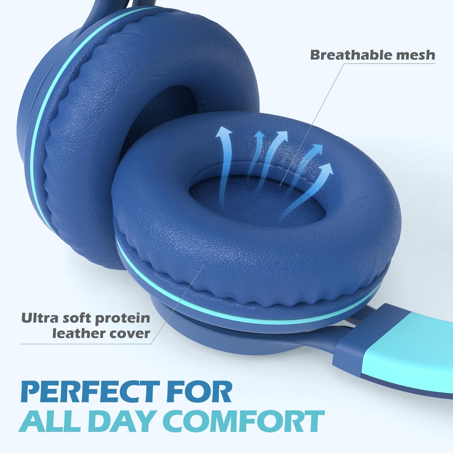 AILIHEN C8 Kids Wired Headphones with Mic for School, 3.5mm Jack, BlackBlue