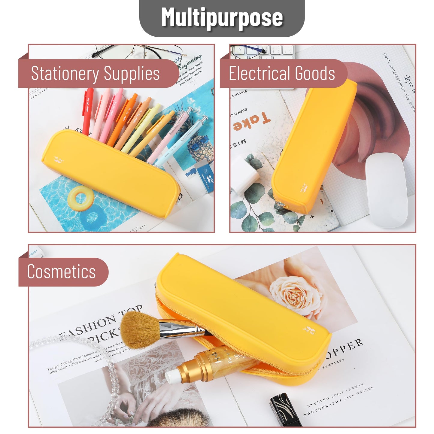 Mr. Pen- Silicone Pencil Case, Aesthetic Pencil Bag for Women, Makeup Pouch
