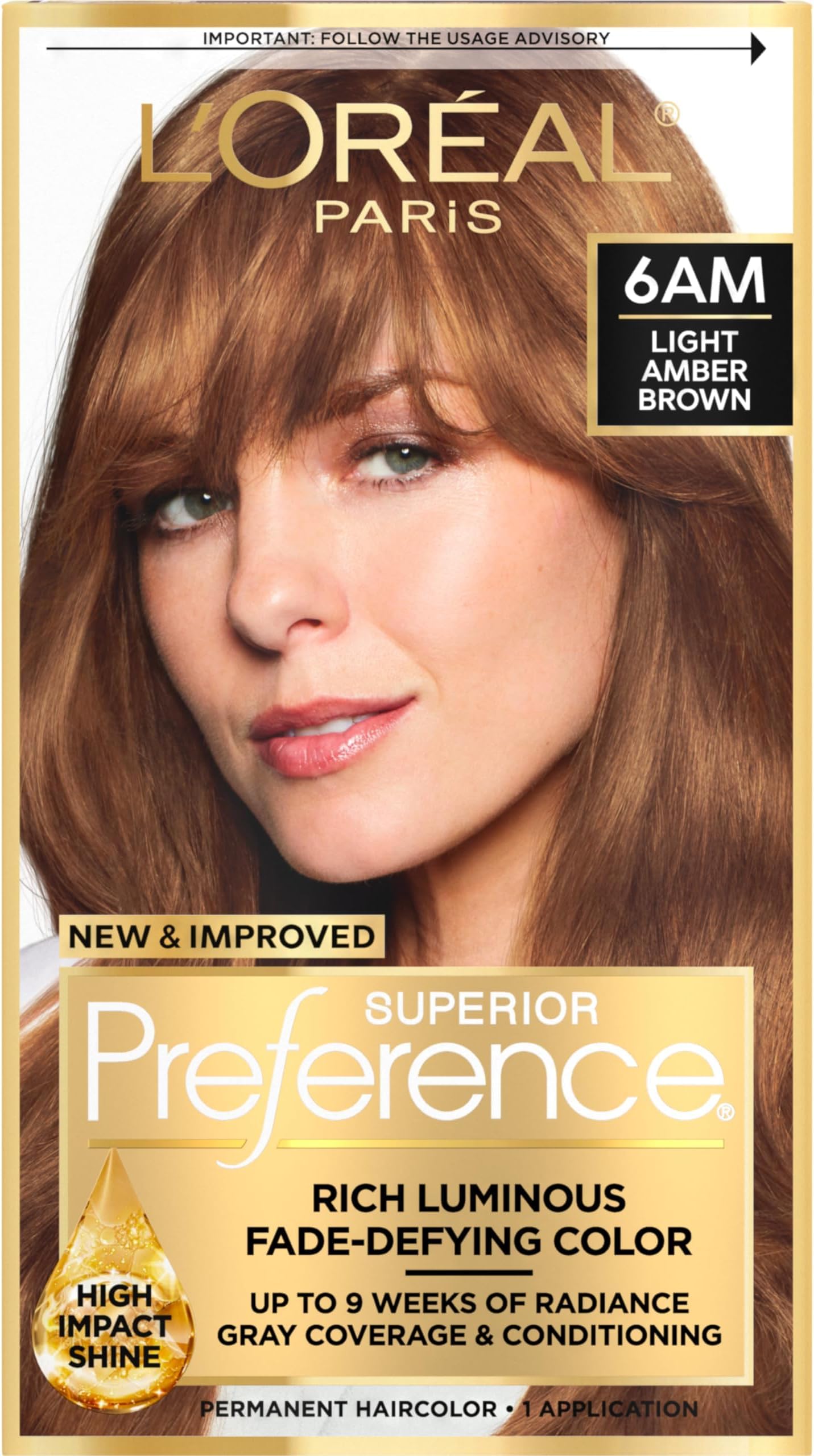 L'Oreal Paris Superior Preference Luminous Fade-Defying Permanent Hair Color, Hair Dye For Up to 9 Weeks of Radiance, Medium Brown 5, 1 Hair Dye Kit