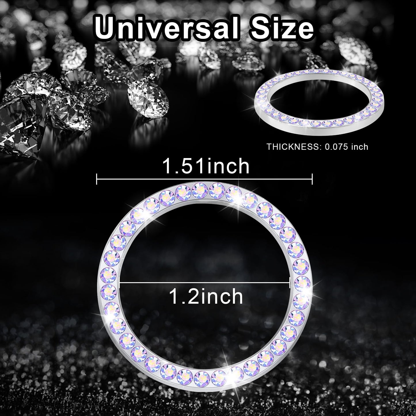 LivTee 2 PCS Crystal Double Rhinestone Car Engine Start Stop Decoration Ring, Bling Car Interior Accessories for Women, Push to Start Button Cover Sticker, Automotive Decals, Light Green