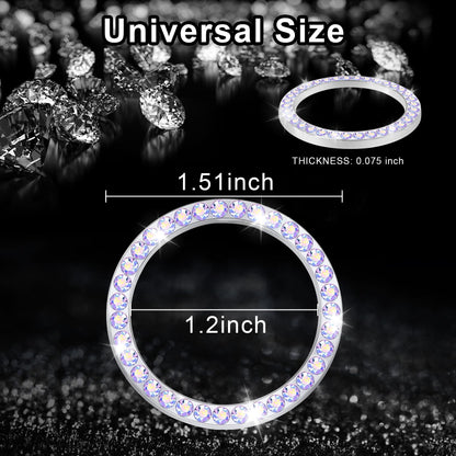 LivTee 2 PCS Crystal Double Rhinestone Car Engine Start Stop Decoration Ring, Bling Car Interior Accessories for Women, Push to Start Button Cover Sticker, Automotive Decals, Light Green