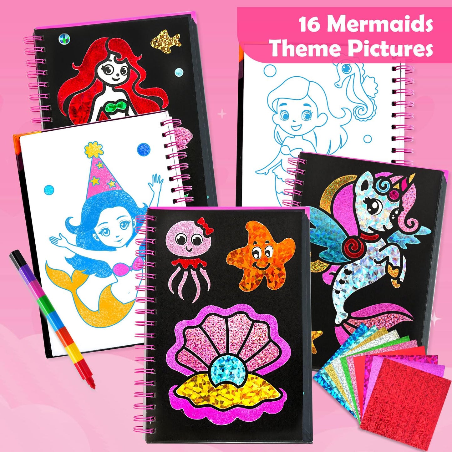 FUNNYB&G Foil Art Craft Kit for Kids, Sparkly Birthday Gift Toy for Boys
