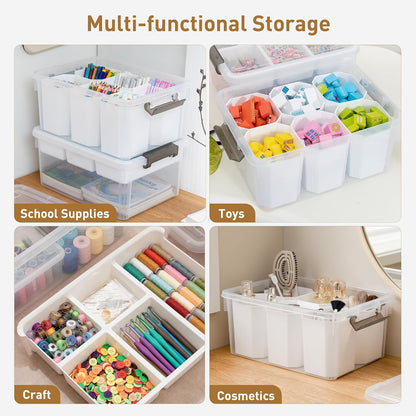 Citylife 6Qt 4Packs Clear Craft Organizers and Storage BOX, Sensory Bins