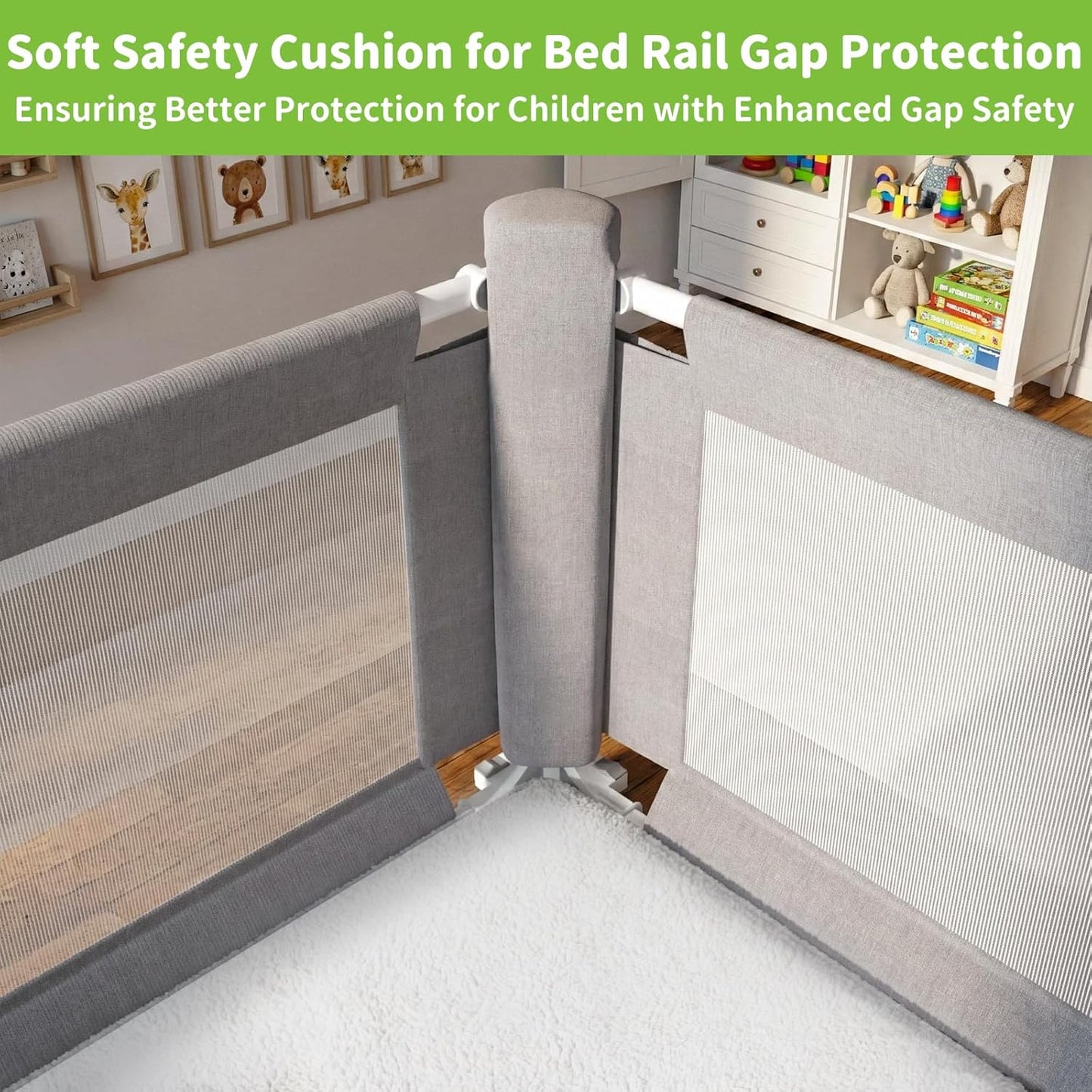 3-Piece King Size Bed Rail for Toddlers - Adjustable Baby Bed Rail Guard, Kids Safety Bed Rail for King Size Bed (78.7"x78.7"x74.8"-Grey)