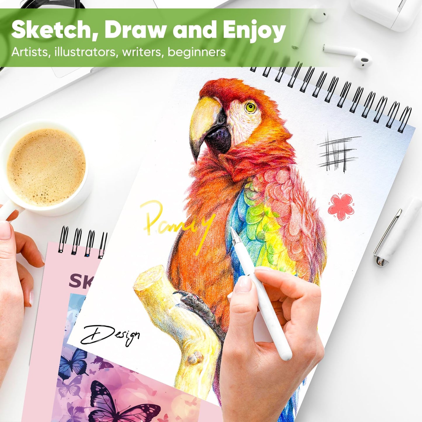 Soucolor Sketch Book 9" x 12", 100 Sheets Kids Art Sketchbook Drawing Pad