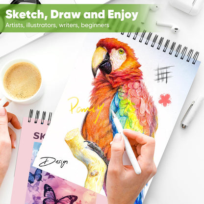 Soucolor Sketch Book 9" x 12", 100 Sheets Kids Art Sketchbook Drawing Pad