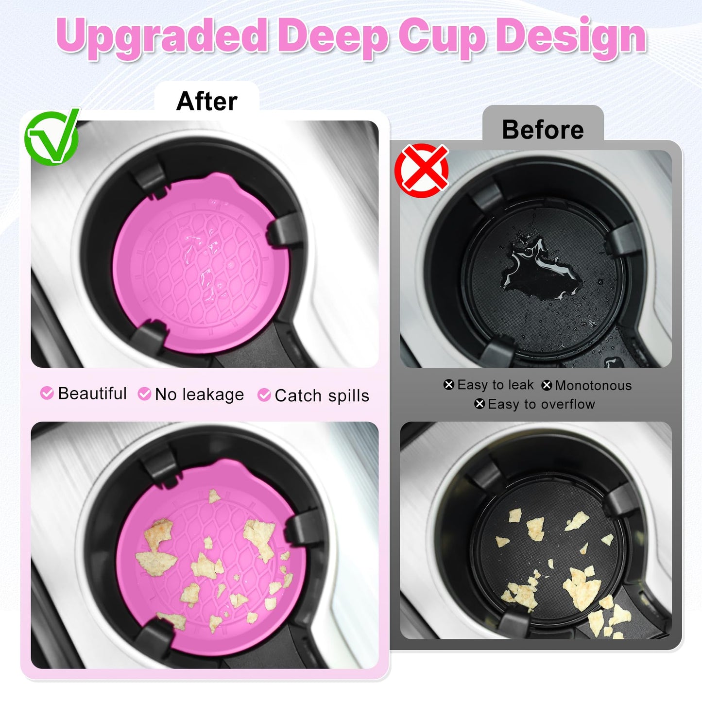 SINGARO Car Cup Holder Coaster, Silicone Cup Holder Insert, Universal Non-Slip Cup Holders, Car Accessories Interior for Women and Man Interior Sets 4 Pack Black