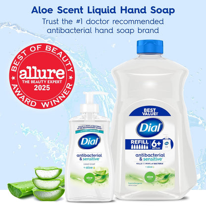 Dial Antibacterial Defense Liquid Hand Soap + Aloe, White Tea Scent, 11 Fl Oz (Pack of 4), Dermatologist-Tested Hand Wash, Gentle Formula