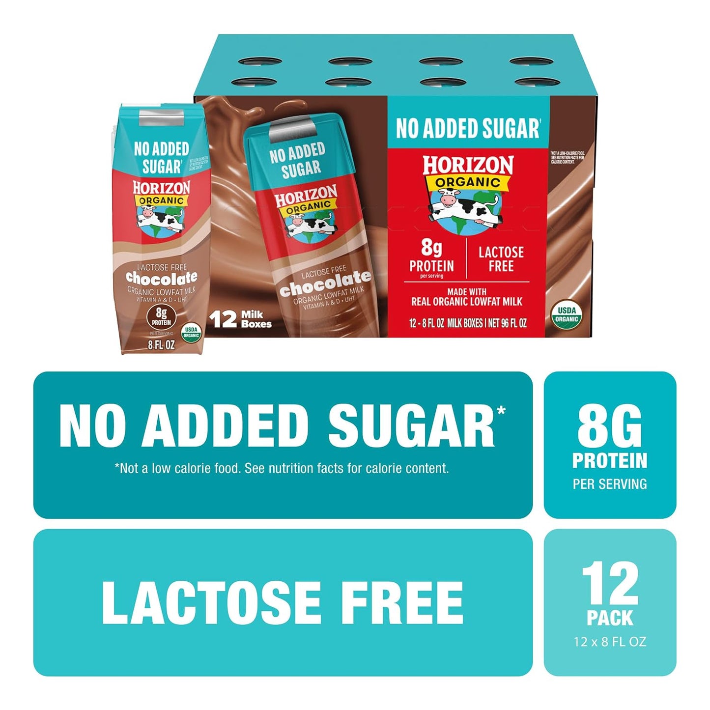 Horizon Organic Shelf Stable Whole Milk Boxes, Pack of 18-8g Protein per Serving
