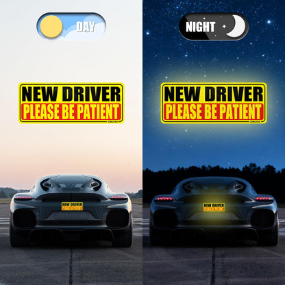 SINGARO Student Driver Magnet for Car - Please Be Patient, 3Pcs Magnetic Reflective Novice Sticker, New Driver Decal, Removable Exterior Car Accessories