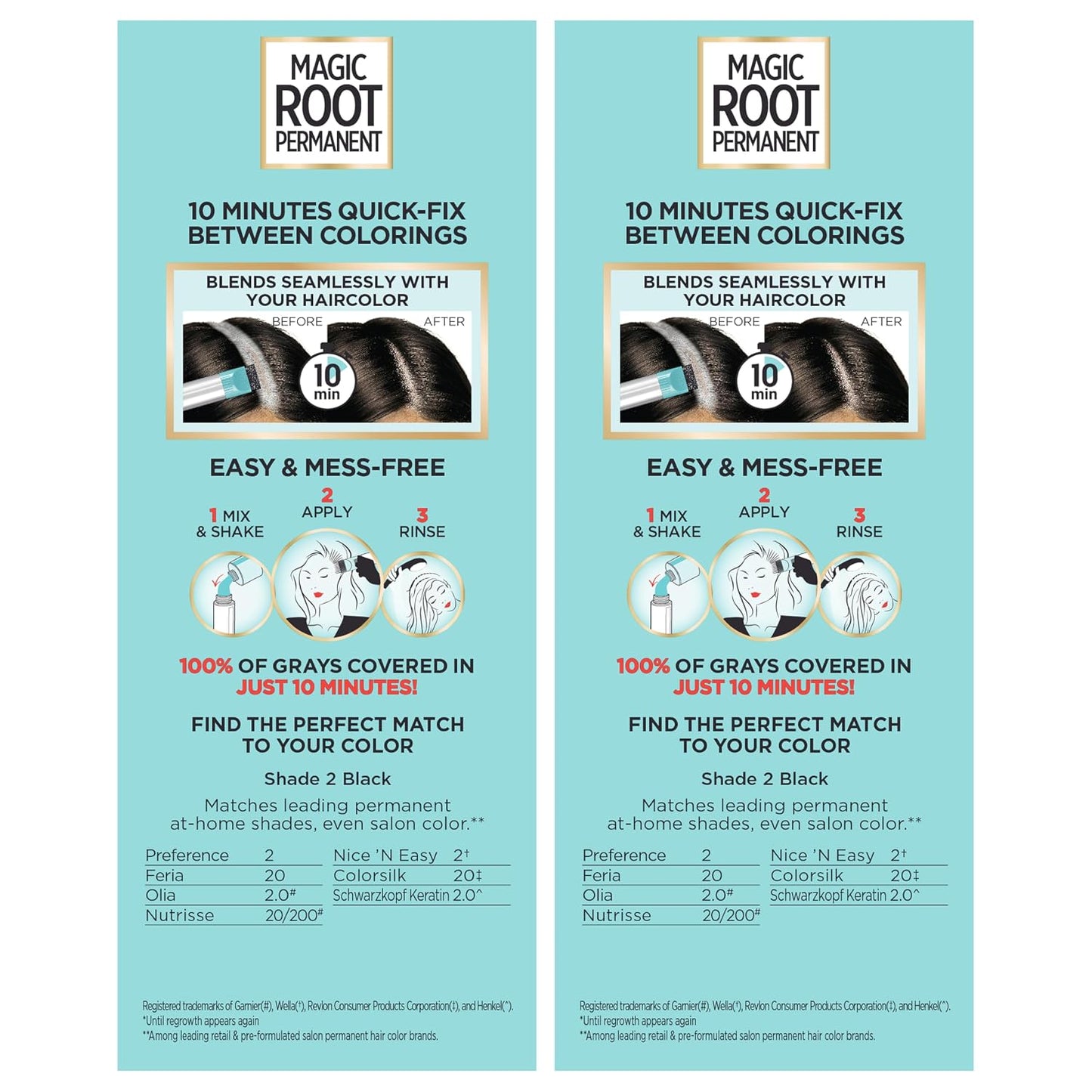 L'Oreal Paris Magic Root Permanent Hair Color Kit, 100% Gray Hair Coverage In Just 10 Minutes, Precision Brush Applicator for Seamless Application, 4 Dark Brown (2 Count)