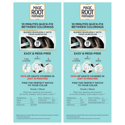 L'Oreal Paris Magic Root Permanent Hair Color Kit, 100% Gray Hair Coverage In Just 10 Minutes, Precision Brush Applicator for Seamless Application, 4 Dark Brown (2 Count)
