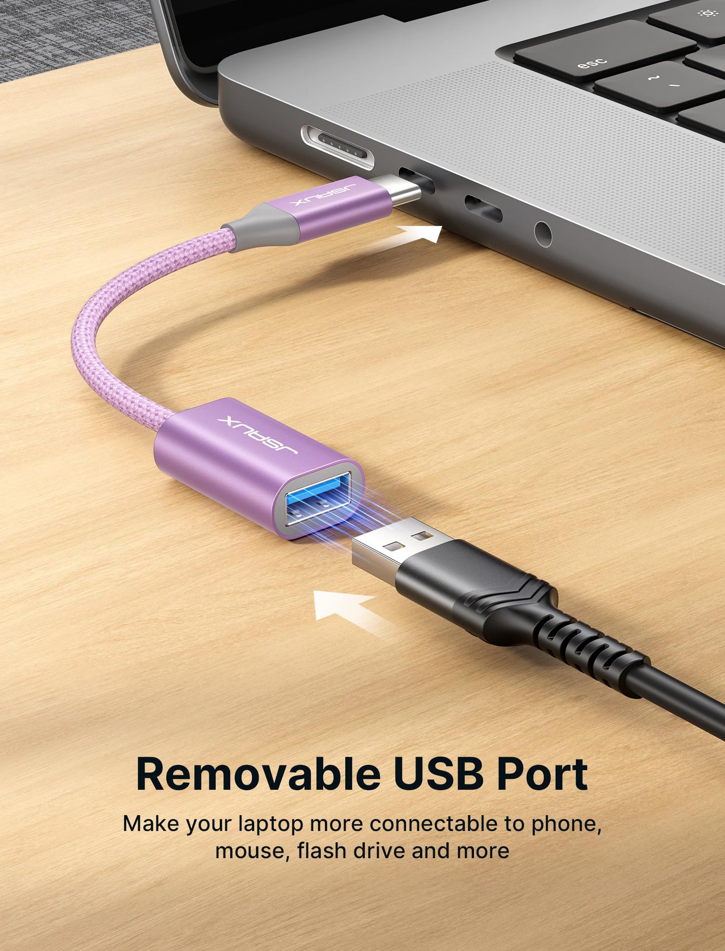 JSAUX USB C to USB 3.0 Adapter [2 Pack], USB C Male to USB Female OTG Cable Adapter Compatible with MacBook Pro/Air, iPhone 17 Pro Max/iPhone Air/16e/16/15 Series, Samsung Galaxy S25/S24/S23-Black