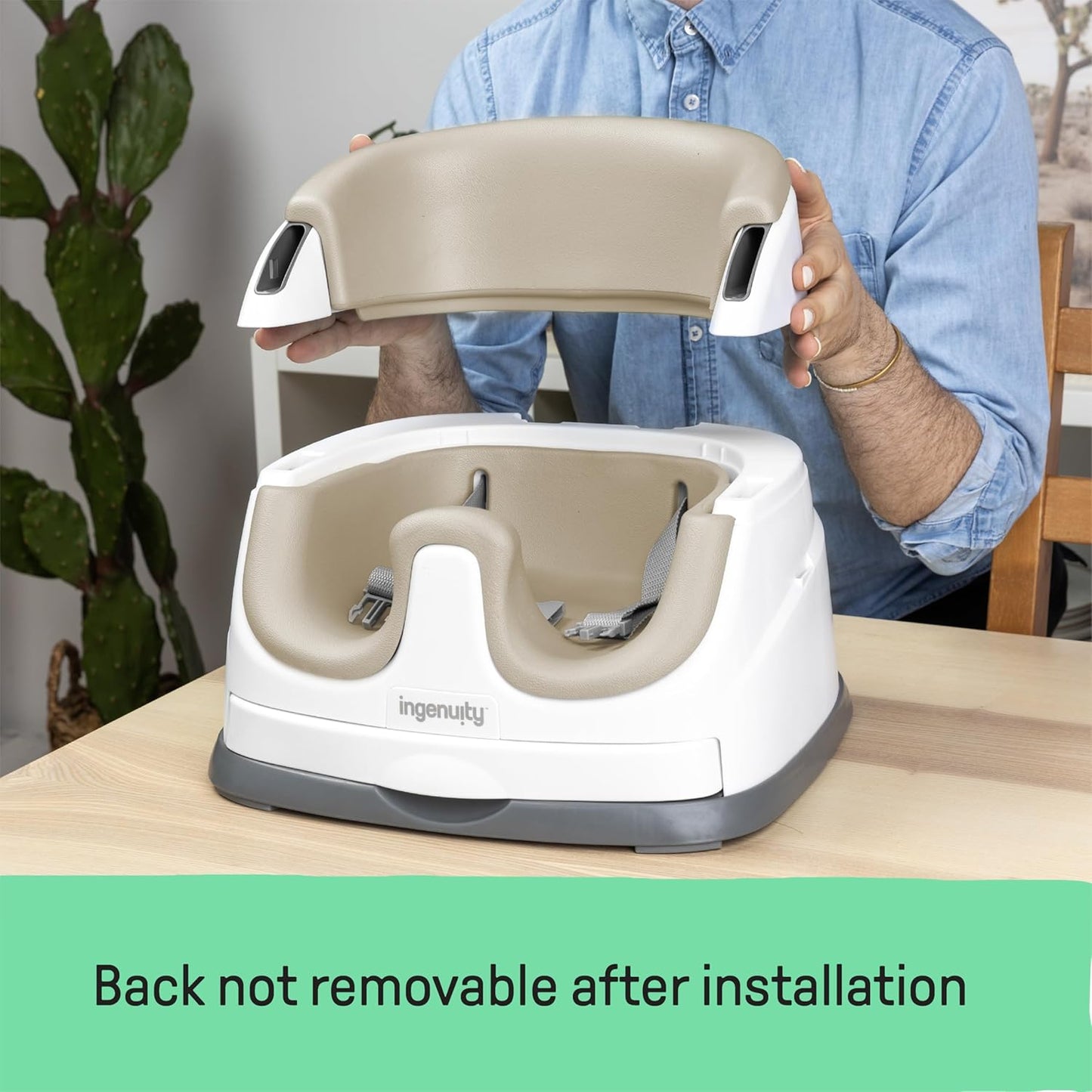Ingenuity Baby Base 2-in-1 Booster Feeding and Floor Seat with Self-Storing Tray - Cashmere