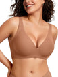 OEAK Womens Jelly Bras Wireless Deep V Bralette Comfy Push Up Tshirt Bras