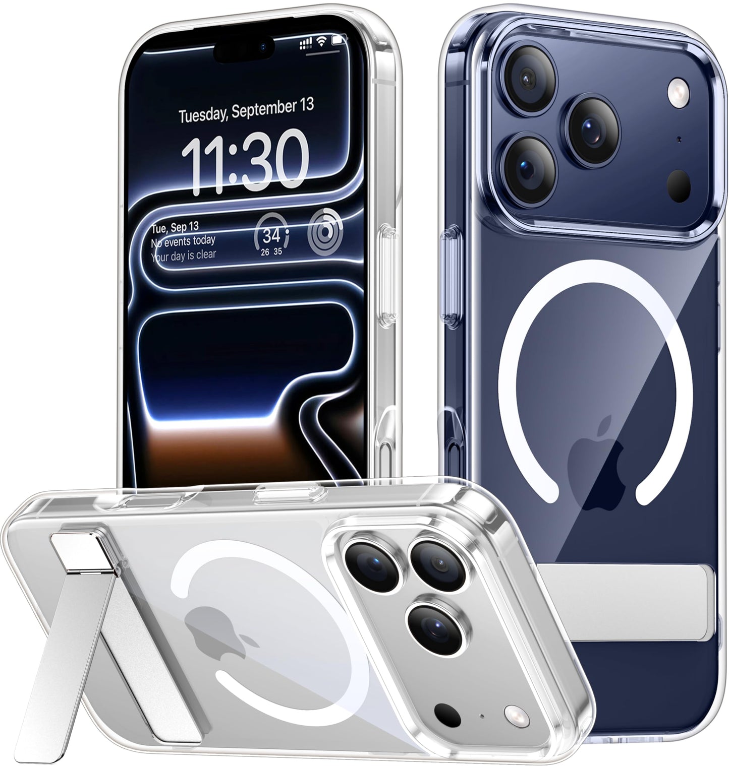 SPIDERCASE Magnetic for iPhone 17 Pro Max Case,with Kickstand,Clear