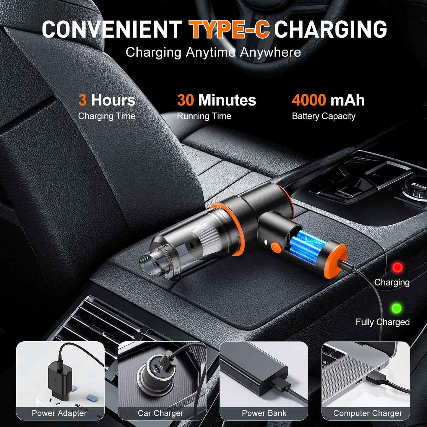 KMM Handheld Car Vacuum Cleaner, Hand Held Vacuum Cleaner and Air Duster