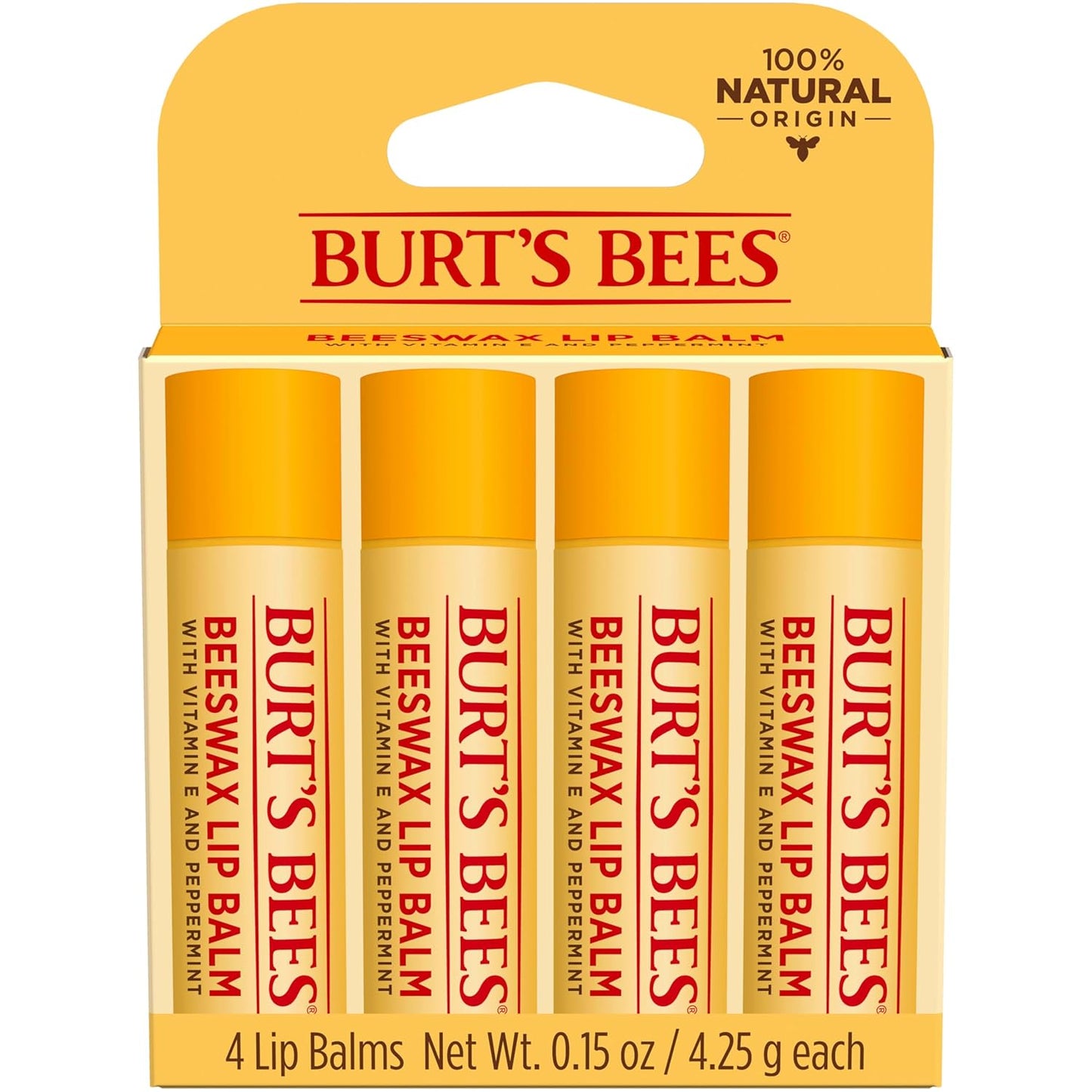 Burt's Bees Lip Balm, Pomegranate, 0.15 oz., 4 Tubes