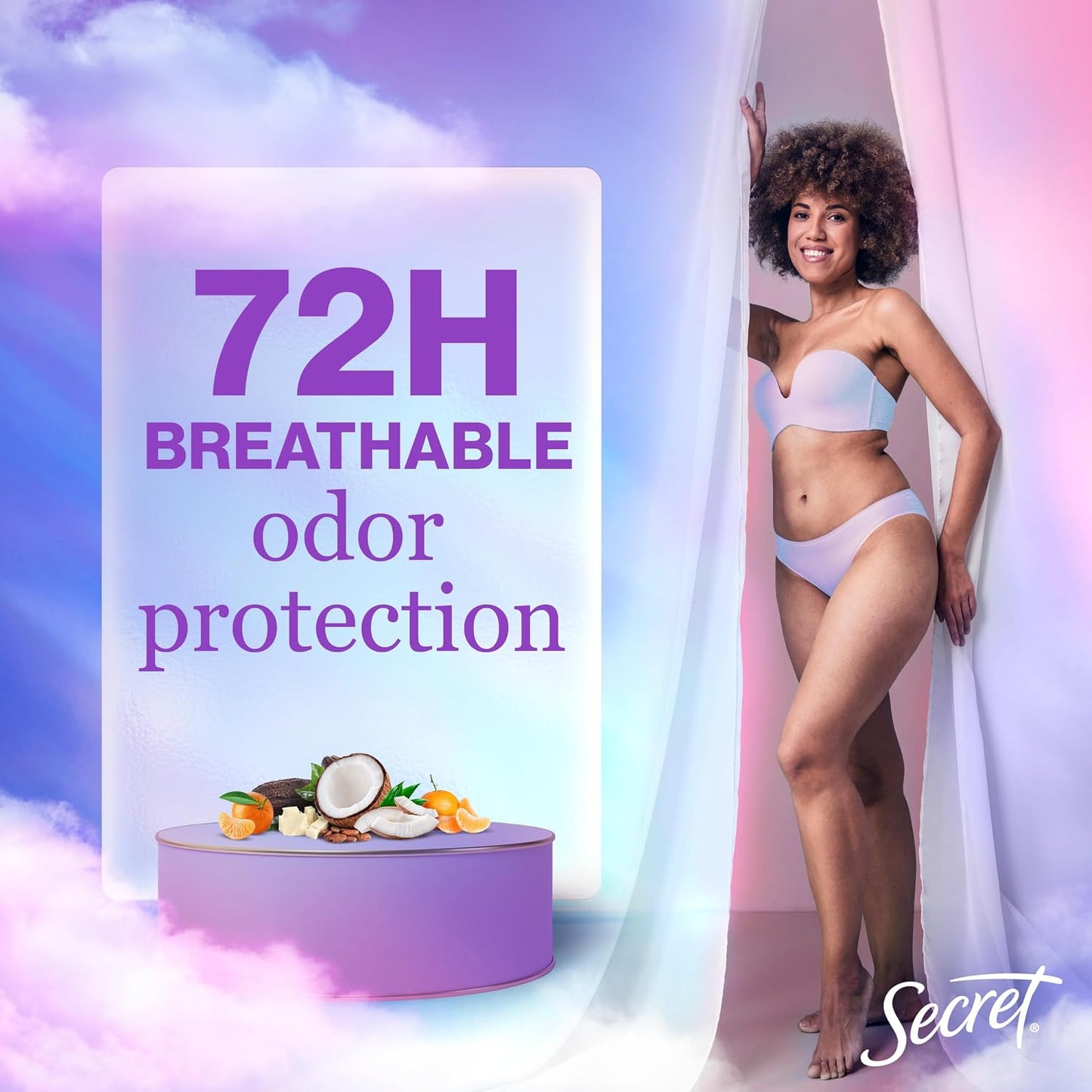 Secret Fresh Antiperspirant Deodorant for Women, 72hr Freshness on the Rocks with Pro-Hyaluronic Acid, Miami Mocktails Edition, Clear Gel, Pineapple Paradise with Pineapple & Coconut Scent, 2.6 oz