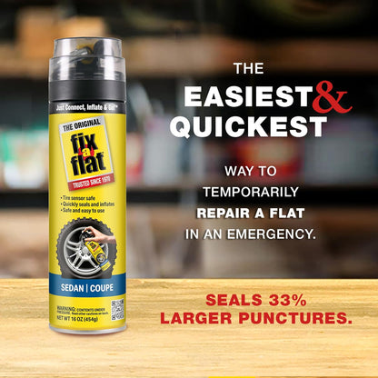 Fix-A-Flat Tire Repair, 16 oz, 2-Pack | Emergency Use | Eco-Friendly Formula | For Standard Tires | Universal Fit